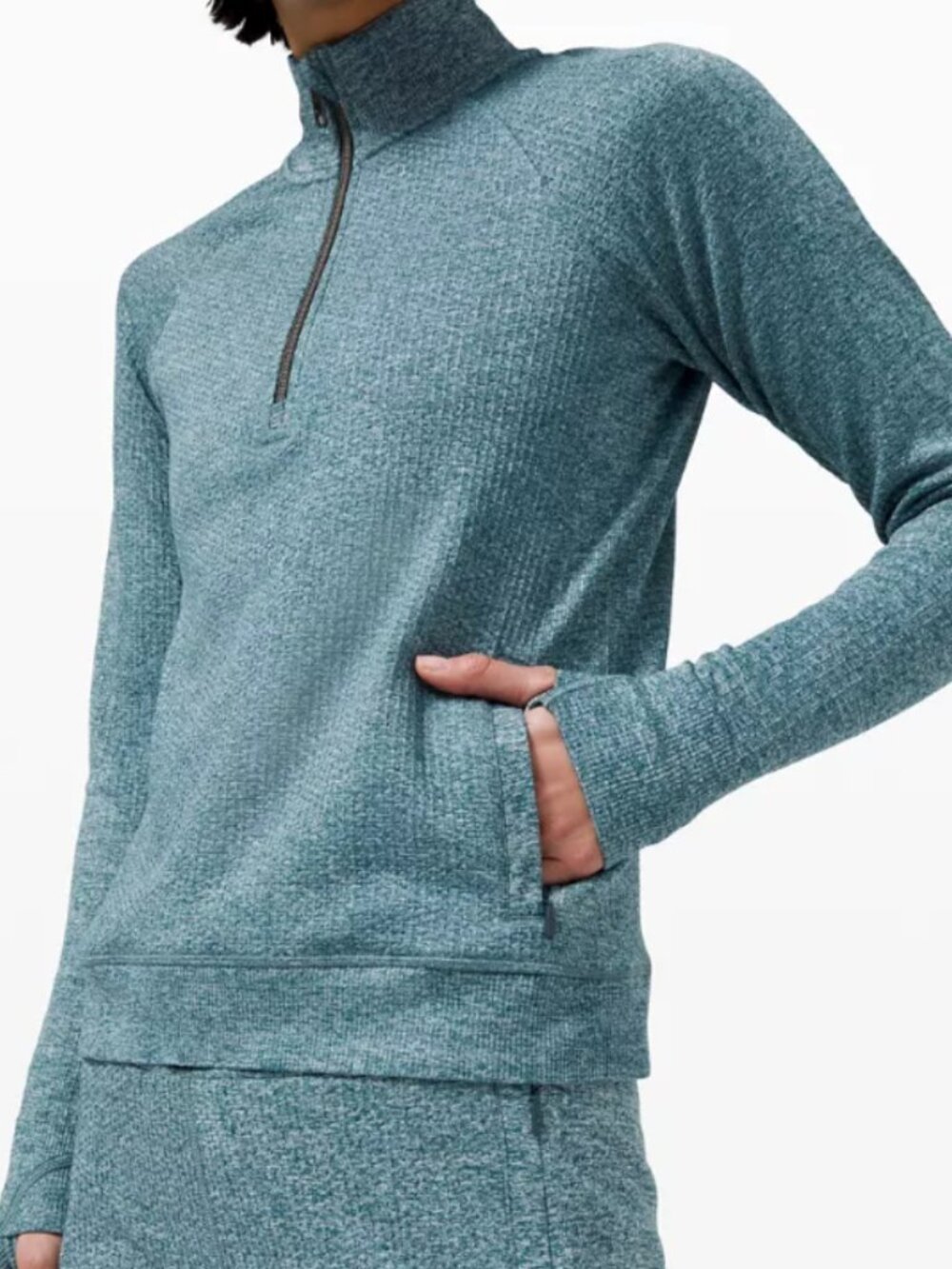 lululemon athletica Women's Muted Teal Engineered Warmth Half-Zip Pullover